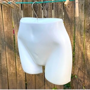 White Plastic Female Hip Mannequin with Metal Hook